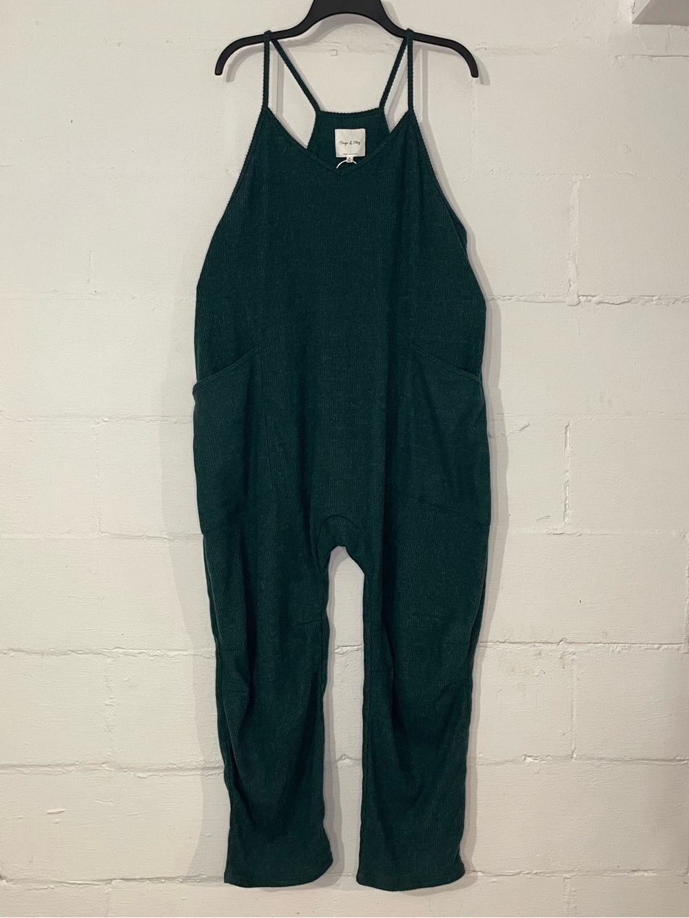 Deep Green Casual Strappy Jumpsuit with Pockets
